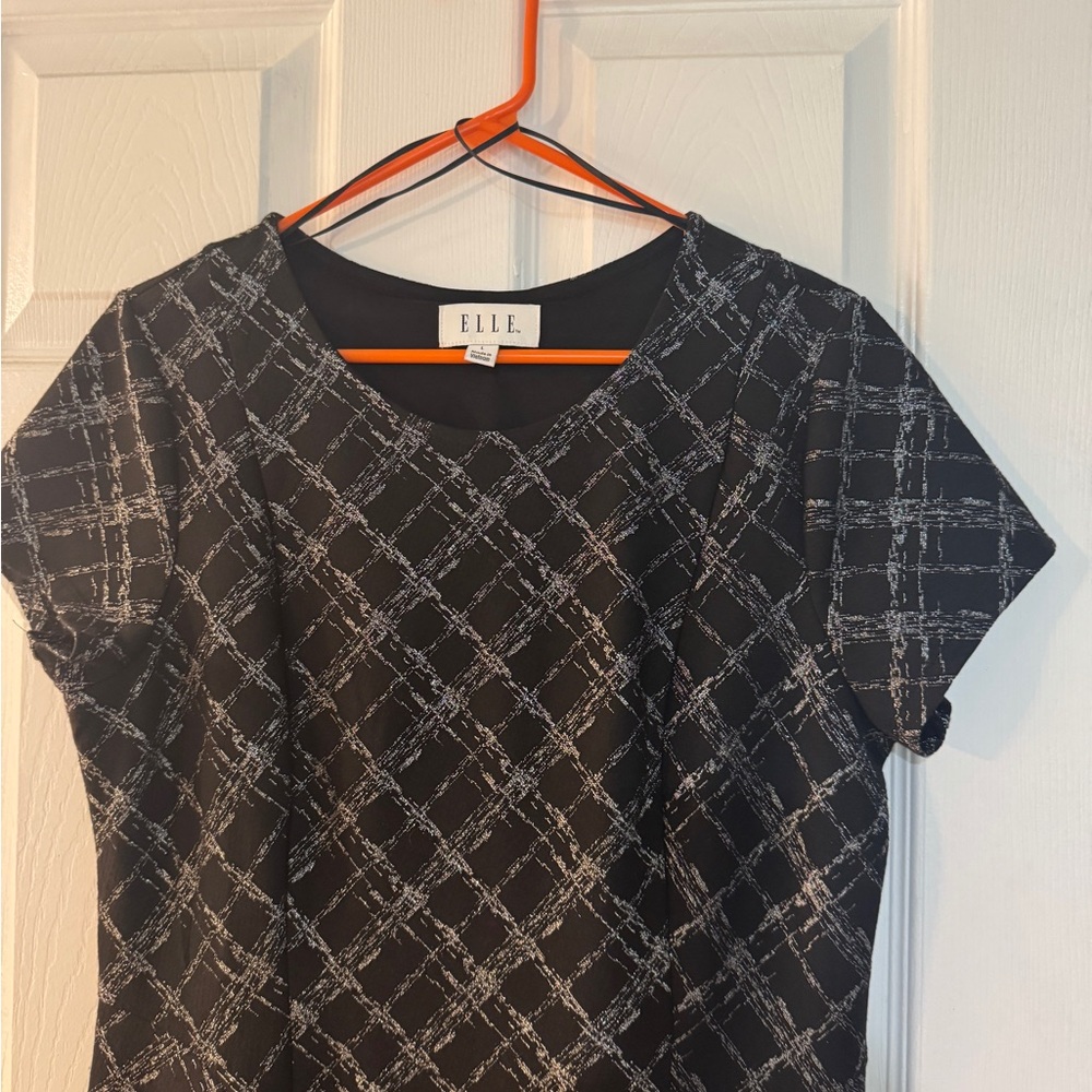 Elle Black and White Checkered Blouse